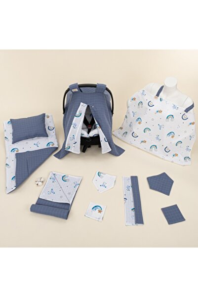 Yunikobaby 11 Piece Advantageous Set - Double Sided - Indigo Muslin - Blue Ra...
