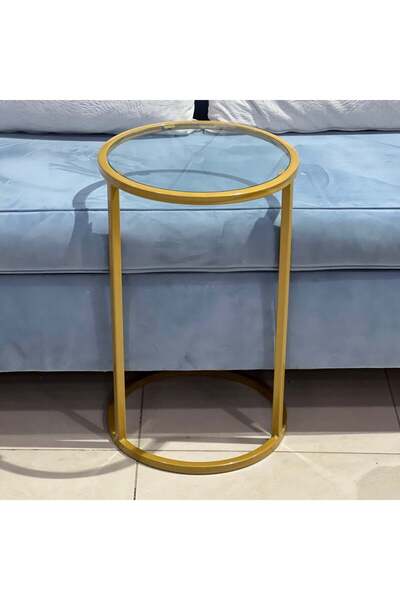 kafeny Gold iron service table with clear glass