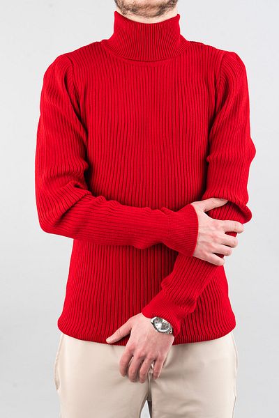 bombe Men's Slim Fit Turtleneck Cotton Turtleneck Sweater Red