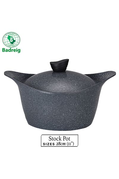 badreig LAHOYA CERAMIC COATED Pot With Lid 28Cm 6.15L Grey Aluminum  Marble Nonstick Coating |Made in Saudi