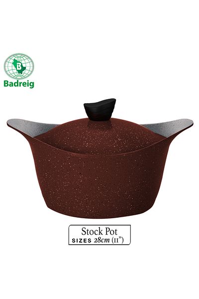 badreig LAHOYA CERAMIC COATED Pot With Lid 28Cm 6.15L Red Aluminum  Marble Nonstick Coating |Made in Saudi