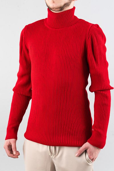 bombe Men's Slim Fit Turtleneck Cotton Turtleneck Sweater Red