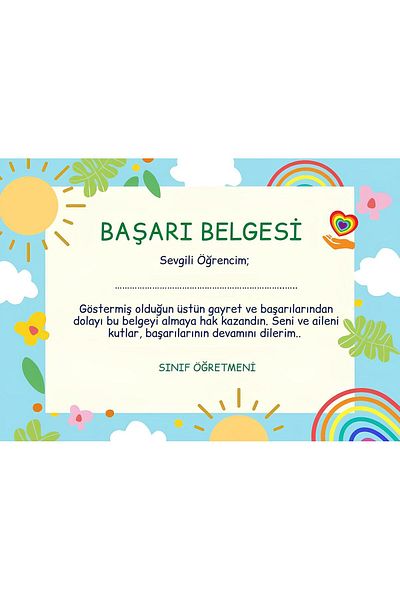 Rana İkra Art Achievement Certificate for Preschool and Primary School (25 Pcs) (17Cm*24Cm)