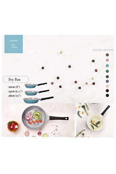 badreig LAHOYA CERAMIC COATED FRY PAN  SET 3 PCS (BLUE) |Made in Saudi