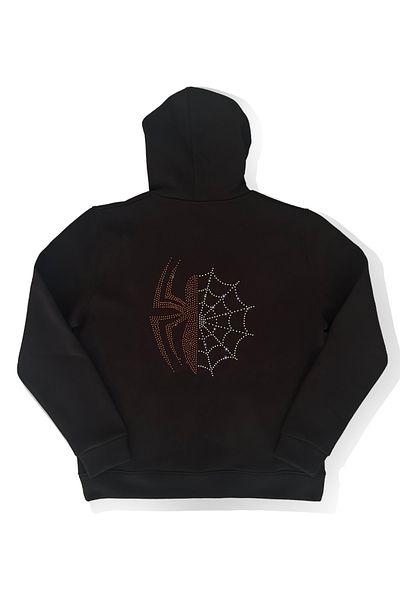 swOzz Stone Printed Unisex Black Sweatshirt - Spider Pattern
