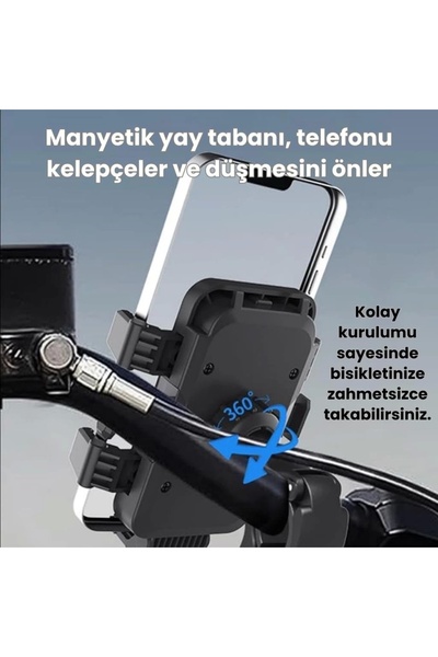 ARBIX Motosiklet, Scooter, Bisiklet Uyumlu Ultra Sağlam Stabil Gidona Takılan Telefon Tutucu