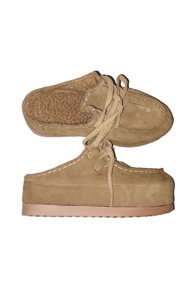 MaisonStanbul Wally Platform Suede Slippers