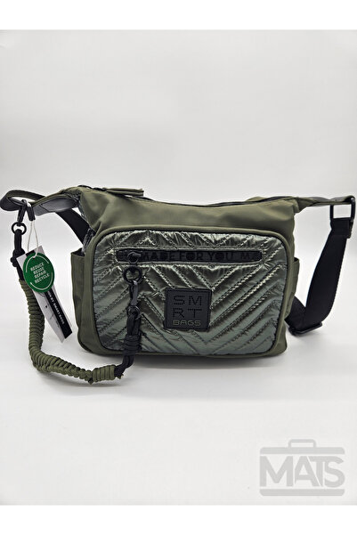 21K SMART BAGS Smart Bags Parachute Satin Fabric Khaki Black Shoulder Bag