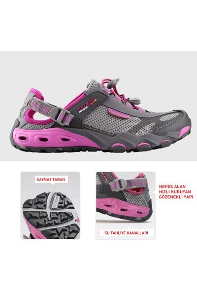 HUMTTO Women's Tekking Outdoor Aqua Gray Purple Sports Sandals Shoes
