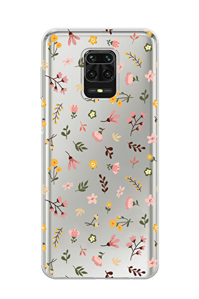 moonset Xiaomi Redmi Note 9 Pro / Note 9S Uyumlu Çiçekler Tasarımlı Baskılı Şeffaf Telefon Kılıfı