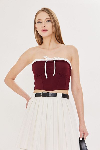 ALLEYTA Lizaa Vintage Crop Top with Lace and Corset Detail