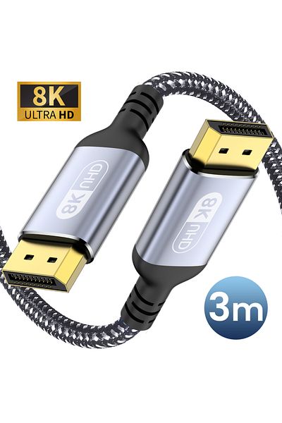 NIERBO كابل DisplayPort بطول 3 أمتار (10 أقدام) 1.4، كابل Dp بطول 3 أمتار و10 أقدام و8K، 6.6 أقدام و8K بتردد 60 هرتز، 4K بتردد 144 هرتز، 2K بتردد 240 هرتز، يدعم Hbr3 32.4