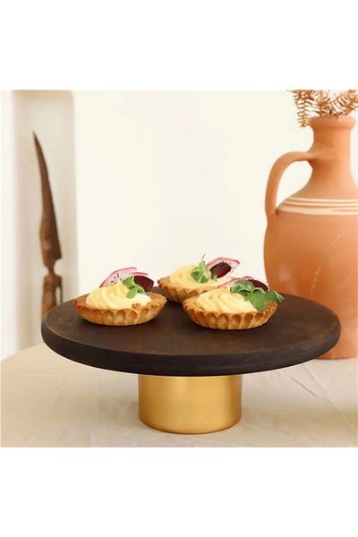 Akayev Wooden 28 Cm Metal Standing Presentation Plate