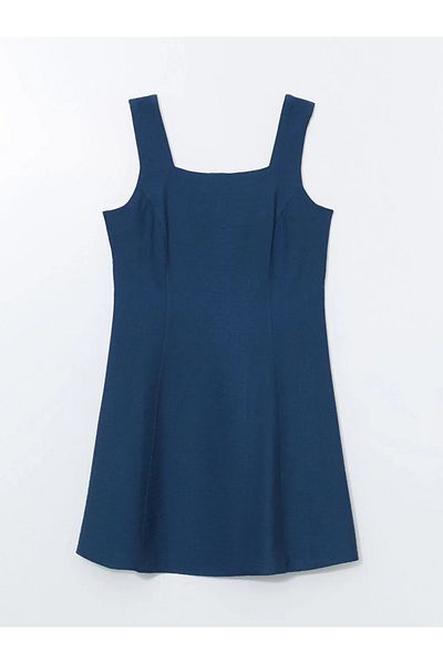 LC Waikiki Γυναικείο φόρεμα LCW Comfort Indigo με τετράγωνο γιακά