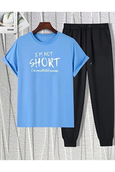 caddekombin Set de pantaloni de sport pentru bărbați, albastru, cu imprimeu N...