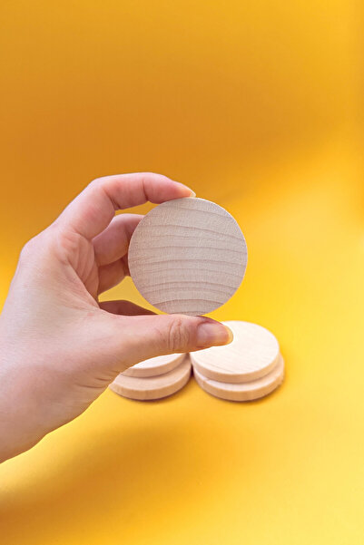 Ham Ahşap Plaka Hobi  Ihlamur Ağacı Daire Plaka  5’li Set  5 cm Çap  7 mm Kalınlık Doğal Ahşap Kesim