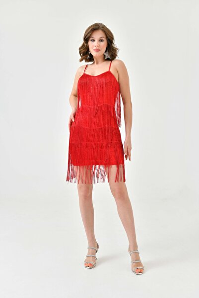 Viskosa VİSKOSA Payetli Püsküllü After Abiye Elbise Düğün & Kına Özel Tasarım