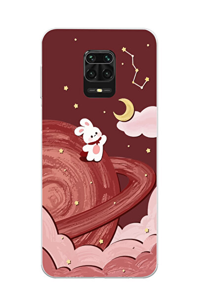 moonset Xiaomi Redmi Note 9 Pro / Note 9S Uyumlu Sevimli Tavşan Tasarımlı Baskılı Şeffaf Telefon Kılıfı