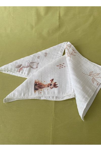 tiny wood Set of 3 Patterned Muslin Baby Mouth Wipes 100% Cotton 20 X 20 cm