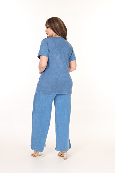 MJORA 100% Cotton Washed Fabric Stone Printed Bottom-Top Set