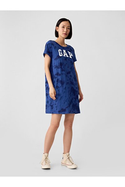 GAP Kadın Koyu Mavi Logo T-Shirt Elbise