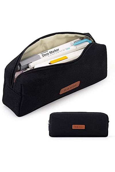 Choice Black Canvas Pencil Case Student Pouch Coin Cosmetic Bag Office Stationery Organizer For Teen Girl B
