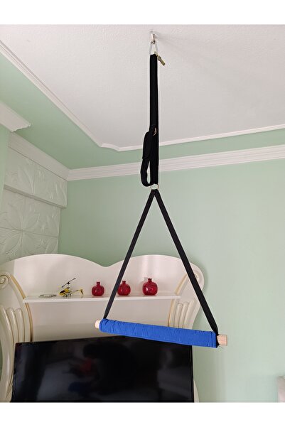 Özel Tasarım Bacic Duygusal Ahşap Trapez Salıncak Çocuk Aktivite Jimnastik Gelişim Salıncağı (MAVİ)