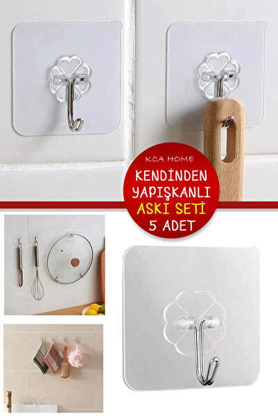 KCA HOME Çok Fonksiyonlu Kendinden Yapışkanlı Şeffaf Askı Kapı Duvar Mutfak A...