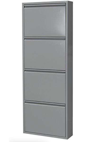 KASER 4’lü metal ayakkabılık, kapı önü ayakkabılık, gri ayakkabılık,