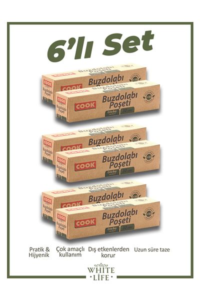 COOK Medium Size Refrigerator Bags - 6 Natural Soluble - 180 Pcs 30X6 - (24 X 38 cm)