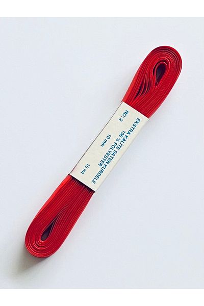 LALE Satin Water Ribbon on Two Sides. 1cm X 10 Meters. Color: Red.