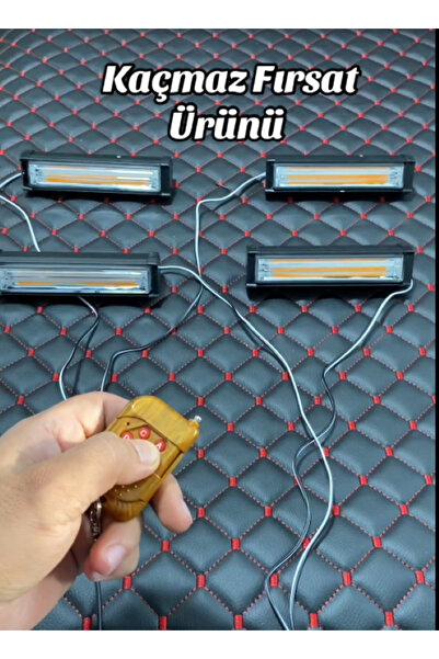 ÖOA Profesyonel 4 Led Panjur Tavan Tepe Çakar Lamba 4lü Turuncu 12/24V Off Ro...