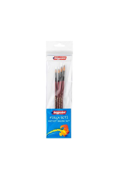 Bigpoint |   123 Series Synthetic Bristle Round Brush Set, 4Pcs, No: 1, 3, 5, 7, Watercolor, Gouache, Acryl