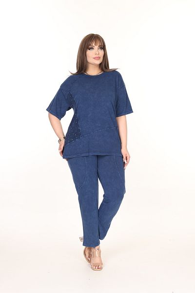 MJORA 100% Cotton Washed Fabric Set with Mesh Detail
