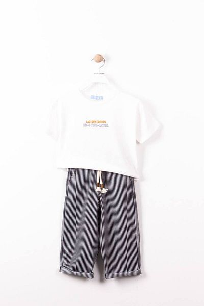 ZRA Vanilla Avenue, unisex, cu dungi pentru copii, cu detaliu de scris, tricou din bumbac de vară, pantaloni, set de jos
