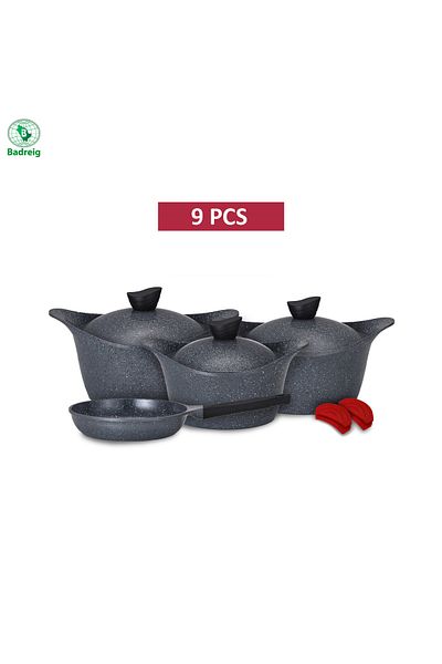 badreig LAHOYA CERAMIC COATED COOKWARE SET 9 PCS (GRAY)