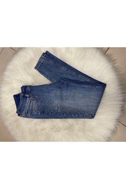 Yaren Moda Kadın taşlı kot pantalon (likrası çok azdır slimfit kesimdir)