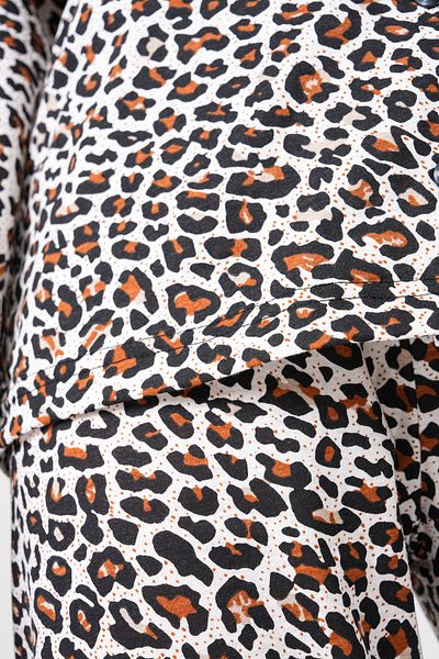 Arvin Pijama Βαμβακερή Πιτζάμες με γιακά με κουμπιά Leopard Print