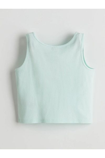 LC Waikiki LCW Kids Turcoaz Crew Gât Stone Crop Tank Top pentru fete