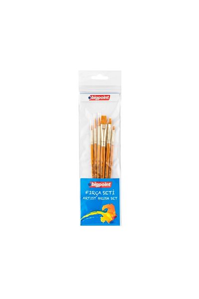 Bigpoint 986 Series - Set of 6 Synthetic Bristle Brushes with Round and Cut Tip
