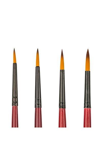 Bigpoint |   123 Series Synthetic Bristle Round Brush Set, 4Pcs, No: 1, 3, 5, 7, Watercolor, Gouache, Acryl