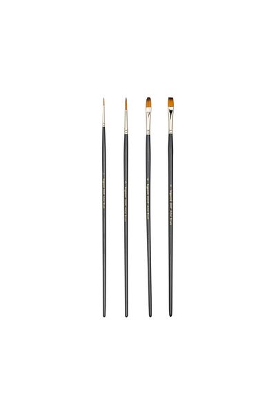 Bigpoint Set of 200 Series Synthetic Brushes - 4Pcs, Round and Flat Cut End, Cat Tongue