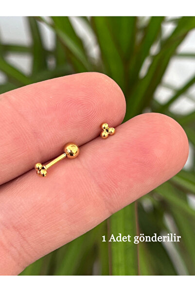 Karınca Piercing Cerrahi Çelik Kulak Flat Kıkırdak Helix Orbital Conch Tragus Piercing Küpe Alerji Yapmaz Üç Top