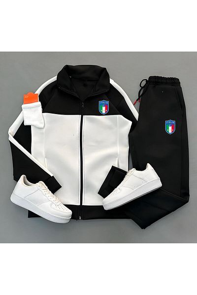 NewCabin New Season Italia Printed Scuba Fabric Jacket & 3 Thread Sweatpants – Men's and Women's Sports Set