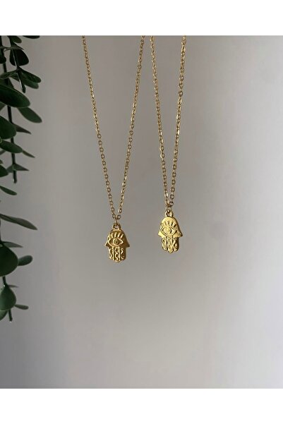 Claritas Takı Çelik Kolye Fatma Ananın Eli Hamse Altın Kaplama Kolye