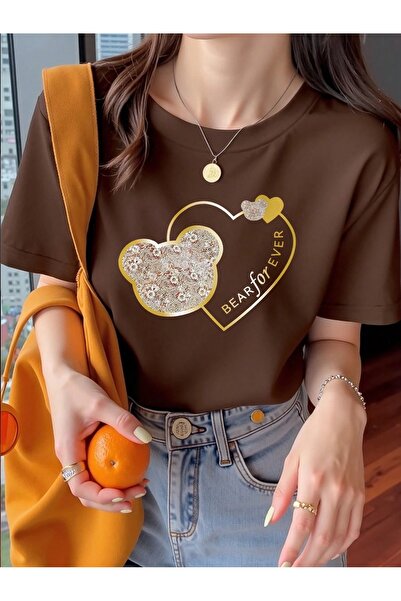 OVER HEAD Γυναικείο μπλουζάκι Bear For Ever με τύπωμα oversized