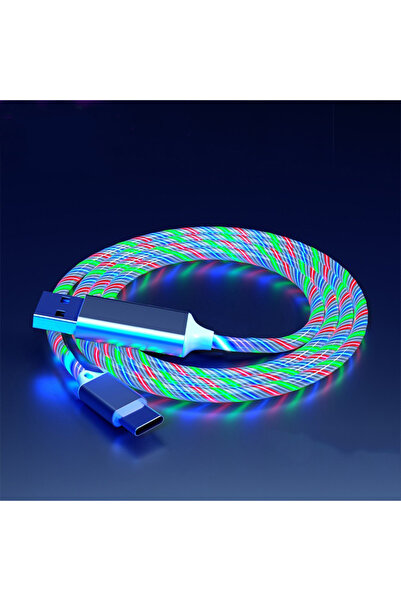 Choice كابل USB من النوع C بطول 1 متر مزود بإضاءة LED ملونة، مناسب لأجهزة iPh...
