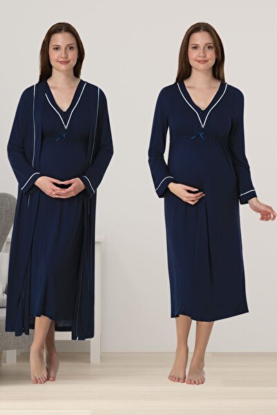 ByLohusa طقم ثوب نوم للحوامل باللون الأزرق الداكن من Effortt