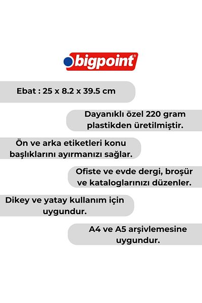 Bigpoint مجلد بلاستيك ABS متين باللون الوردي مقاس A4 وA5 متوافق مع الاستخدام الرأسي والأفقي