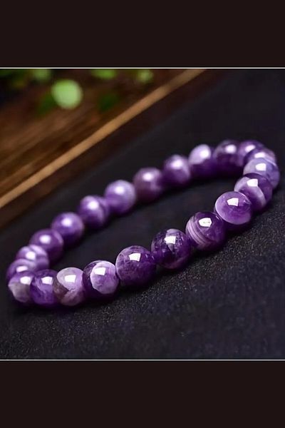 NBS Beautiful Naturel Stones Unisex Amethyst Natural Stone Bracelet 8 mm